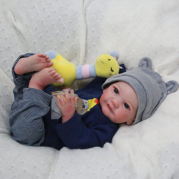 🆕19inch Soft Cloth Body Newborn Baby Poseable Limbs Luca Doll Baby Boy - Picture 9 of 9